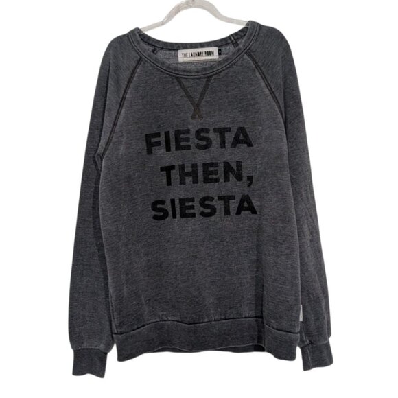 The Laundry Room Sweatshirt Womens Size Medium Gray Fiesta Then Siesta Oversized - Picture 1 of 12